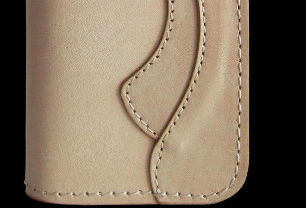 Handmade beige men leather biker wallet multi cards Long wallet clutch for men