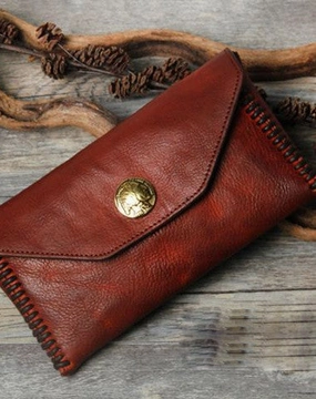 Handmade biker chain wallet long wallet leather men phone clutch vintage wallet for men