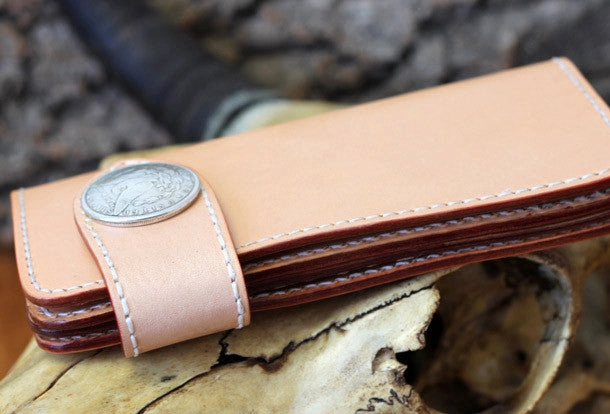 Handmade biker wallet leather beige biker wallet chain bifold Long wallet purse clutch for men