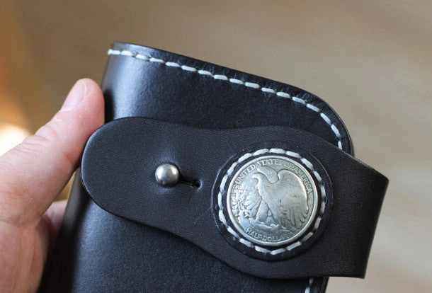 Handmade biker wallet leather black vintage men biker wallet bifold Long wallet purse clutch for men