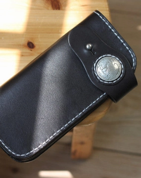 Handmade biker wallet leather black vintage men biker wallet bifold Long wallet purse clutch for men