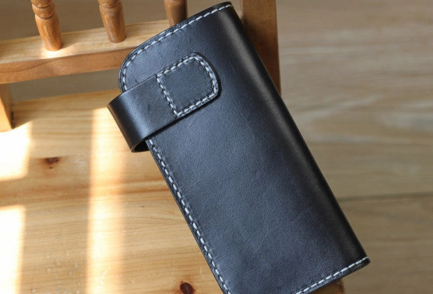 Handmade biker wallet leather black vintage men biker wallet bifold Long wallet purse clutch for men