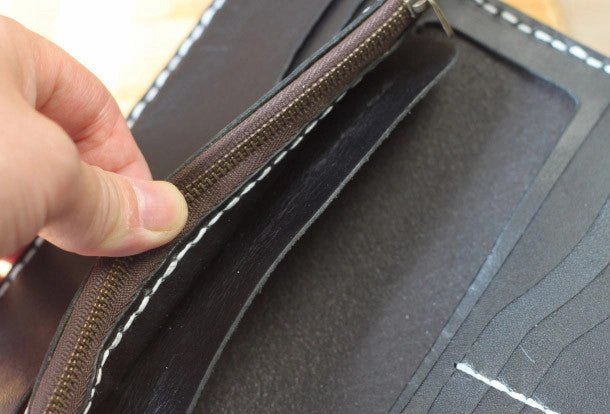 Handmade biker wallet leather black vintage men biker wallet bifold Long wallet purse clutch for men