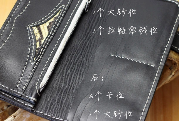 Handmade biker wallet leather Prajna Inuyasha carved biker wallet chian Long wallet clutch for men