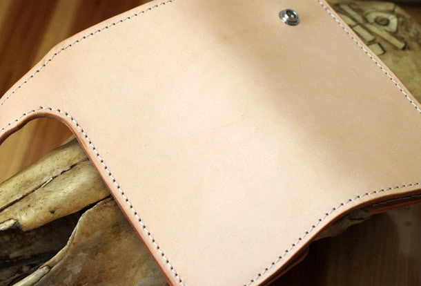 Handmade biker wallet leather vintage beige biker wallet chian Long wallet clutch purse for men