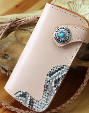 Handmade biker wallet leather vintage beige biker wallet chian Long wallet clutch purse for men