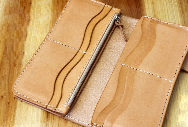Handmade biker wallet leather vintage feather biker wallet chain Long wallet clutch purse for men