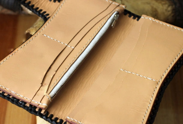 Handmade biker wallet vintage floral men biker wallet leather Long wallet purse clutch for men