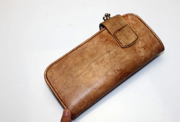 Handmade biker wallet vintage men biker wallet bifold leather Long wallet purse clutch for men
