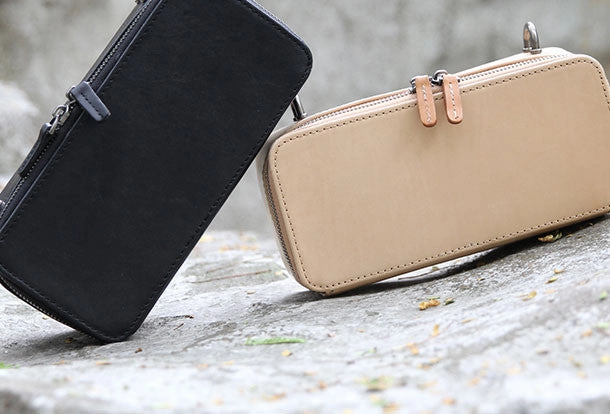 Handmade black purse leather crossbody bag purse shoulder bag for women