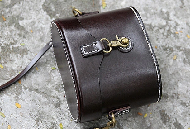 Handmade bucket purse leather crossbody bag purse shoulder bag for women
