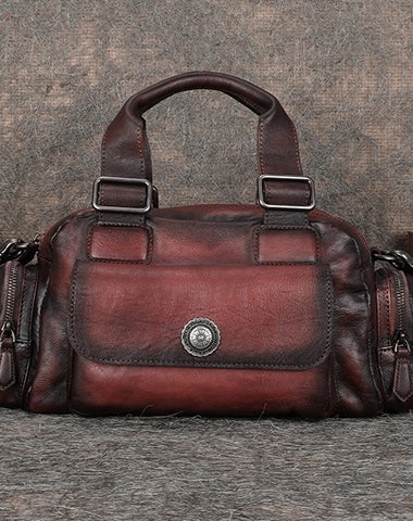 Handmade Coffee Leather Womens Vintage Handbag Best Shoulder Bag Vintage Crossbody Purses for Ladies