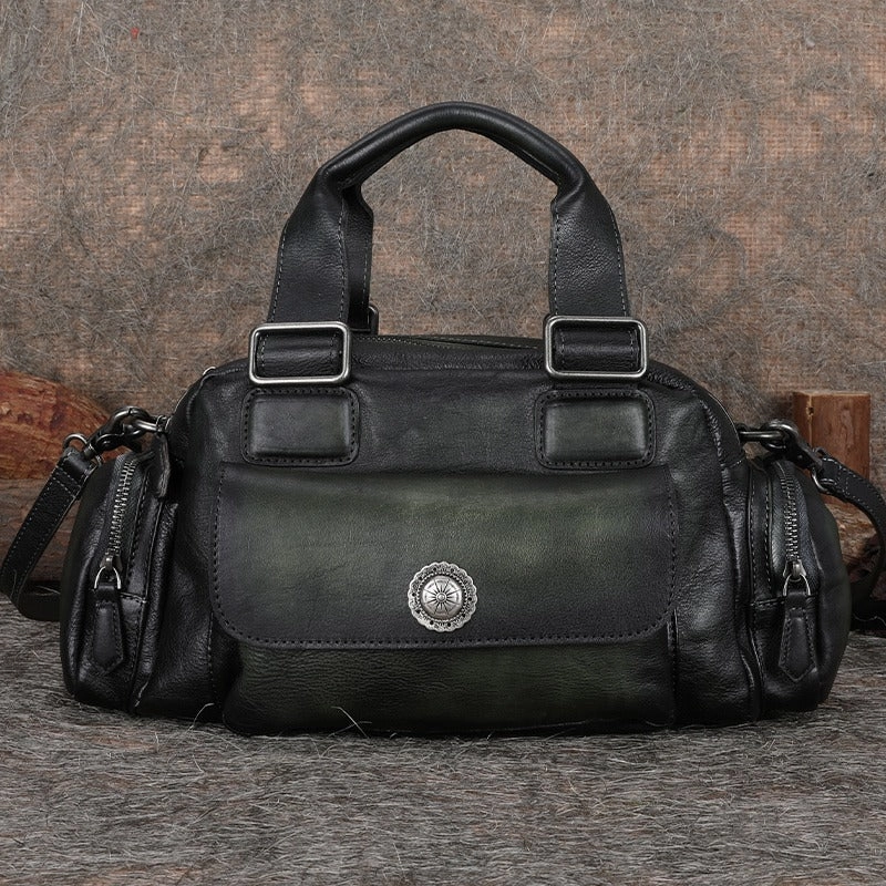 Handmade Coffee Leather Womens Vintage Handbag Best Shoulder Bag Vintage Crossbody Purses for Ladies