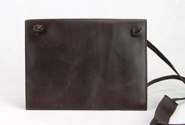 Handmade dark coffee vintage leather clutch crossbody Shoulder Bag for girl women