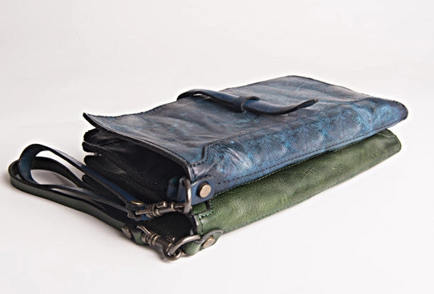 Handmade folded long wallet leather men phone zip clutch vintage wallet for men