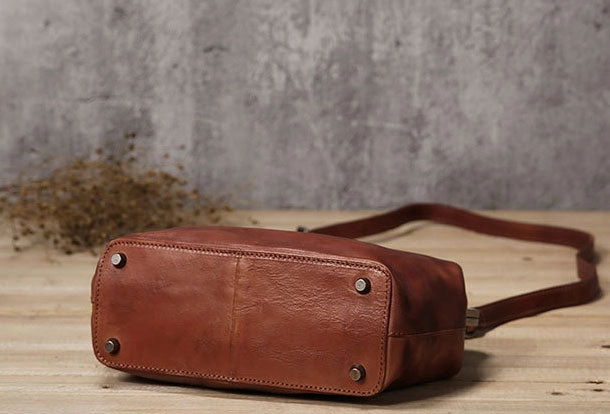 Handmade Genuine Bag Vintage Frame Leather Handbag Shoulder Bag Crossbody Bag Women Leather Purse
