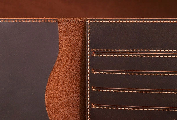 Handmade Genuine Leather Clutch Passport Wallet Bifold Long Wallet Purse Bag For Mens