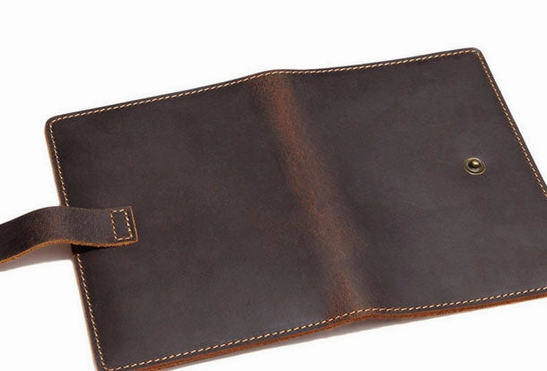 Handmade Genuine Leather Clutch Passport Wallet Bifold Long Wallet Purse Bag For Mens
