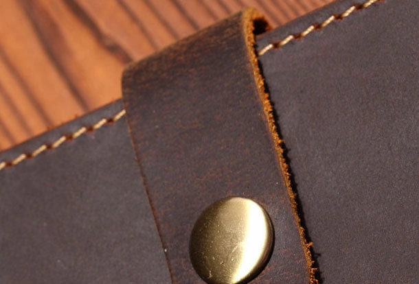 Handmade Genuine Leather Clutch Passport Wallet Bifold Long Wallet Purse Bag For Mens