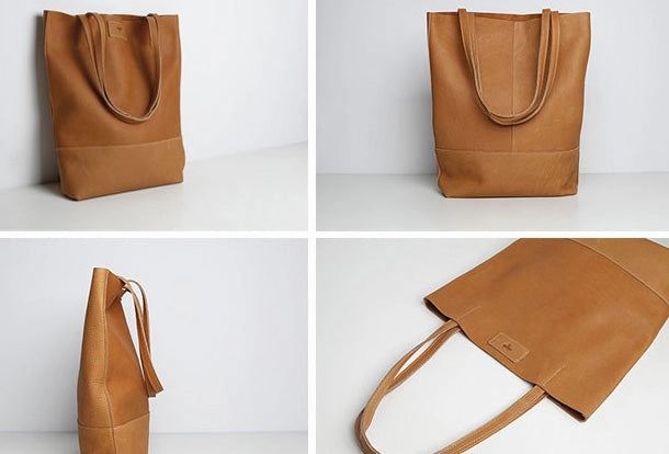 Handmade Genuine Leather Handbag Tote Bag Shopper Bag Shoulder Bag Purse For Women