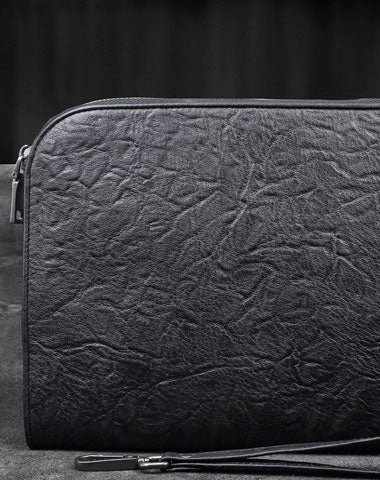 Handmade Genuine Leather Large Clutch Leather Men Phone Pad Zip Clutch Vintage Wallet For Men