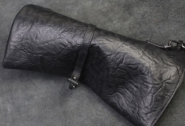 Handmade Genuine Leather Large Clutch Leather Men Phone Pad Zip Clutch Vintage Wallet For Men