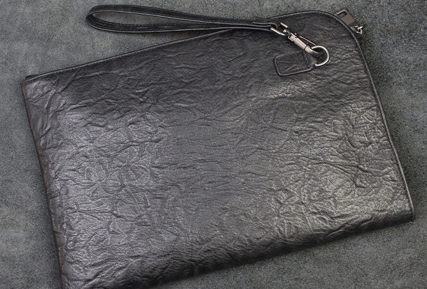 Handmade Genuine Leather Large Clutch Leather Men Phone Pad Zip Clutch Vintage Wallet For Men