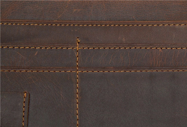 Handmade Genuine Leather Long Wallet Bifold Wallet Purse Clutch Bag For Mens
