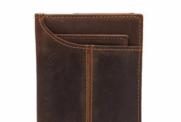 Handmade Genuine Leather Long Wallet Bifold Wallet Purse Clutch Bag For Mens