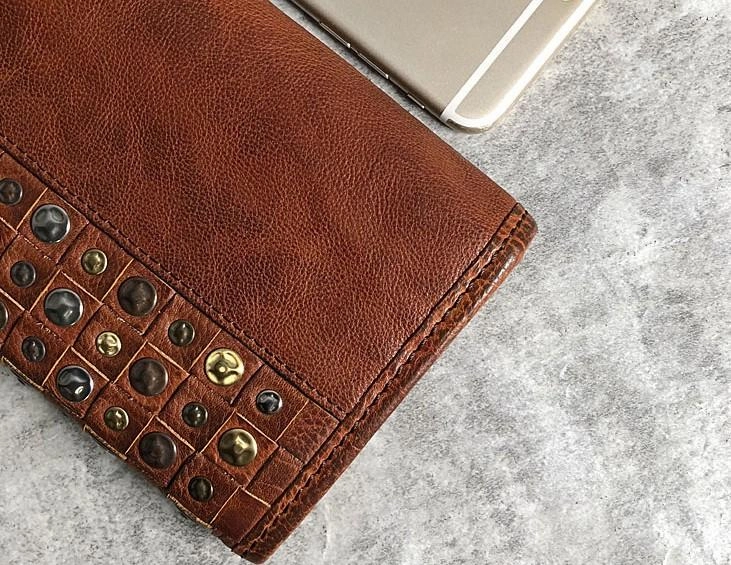 Handmade Genuine Leather Mens Clutch Cool Fashion Wallet Clutch Wristlet Wallet for Men