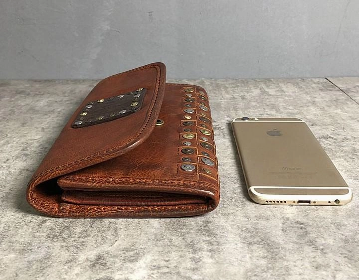 Handmade Genuine Leather Mens Clutch Cool Fashion Wallet Clutch Wristlet Wallet for Men