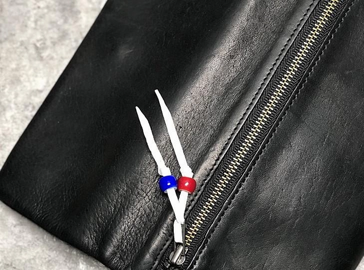 Handmade Genuine Leather Mens Clutch Cool Slim Wallet Zipper Clutch Wristlet Wallet for Men