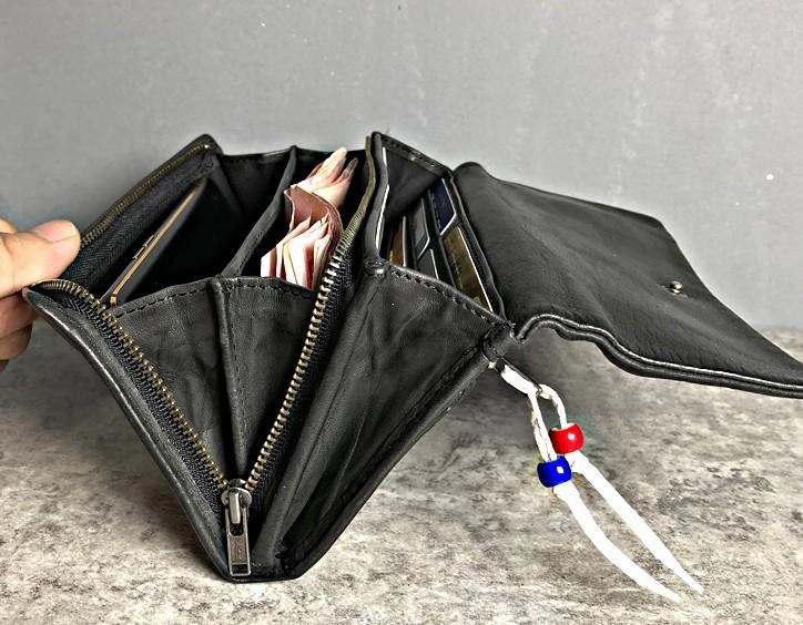 Handmade Genuine Leather Mens Clutch Cool Slim Wallet Zipper Clutch Wristlet Wallet for Men