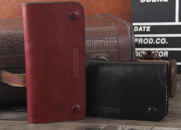 Handmade Genuine Leather Mens Cool Long Leather Wallet Bifold Clutch Wallet for Men