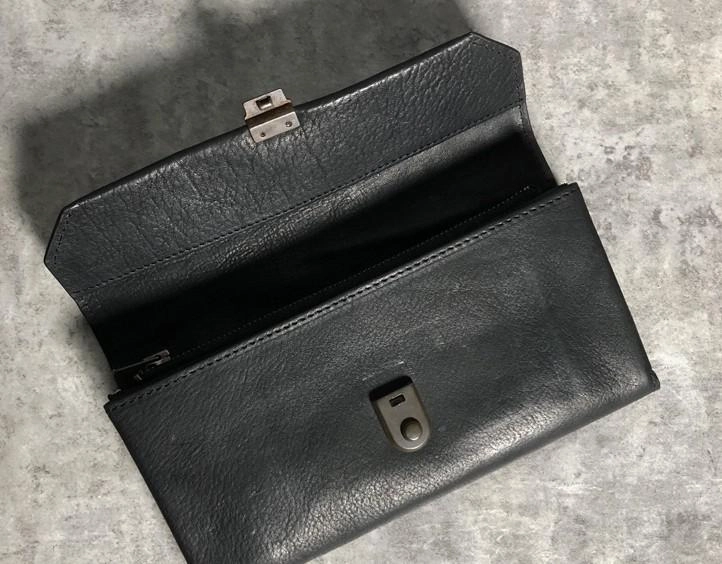 Handmade Genuine Leather Mens Cool Long Leather Wallet Phone Wallet Clutch Wallet for Men