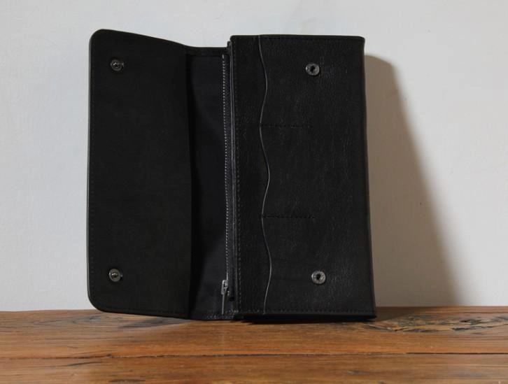 Handmade Genuine Leather Mens Cool Long Leather Wallet Phone Wallet Clutch Wallet for Men
