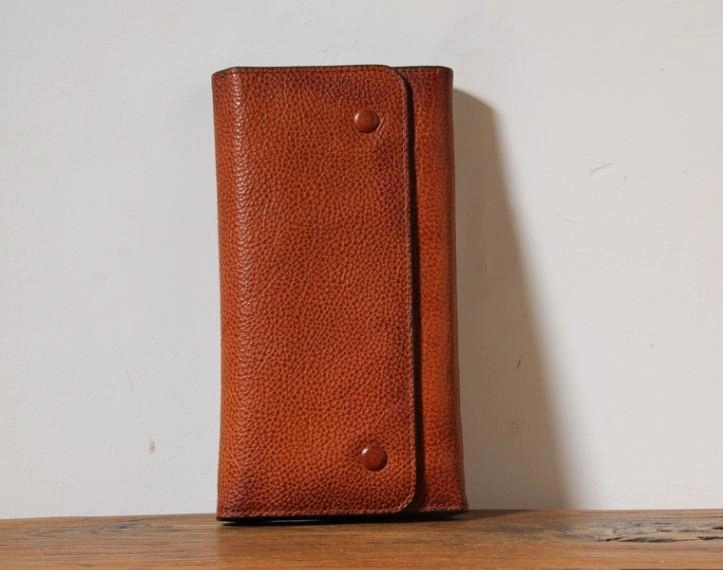 Handmade Genuine Leather Mens Cool Long Leather Wallet Phone Wallet Clutch Wallet for Men