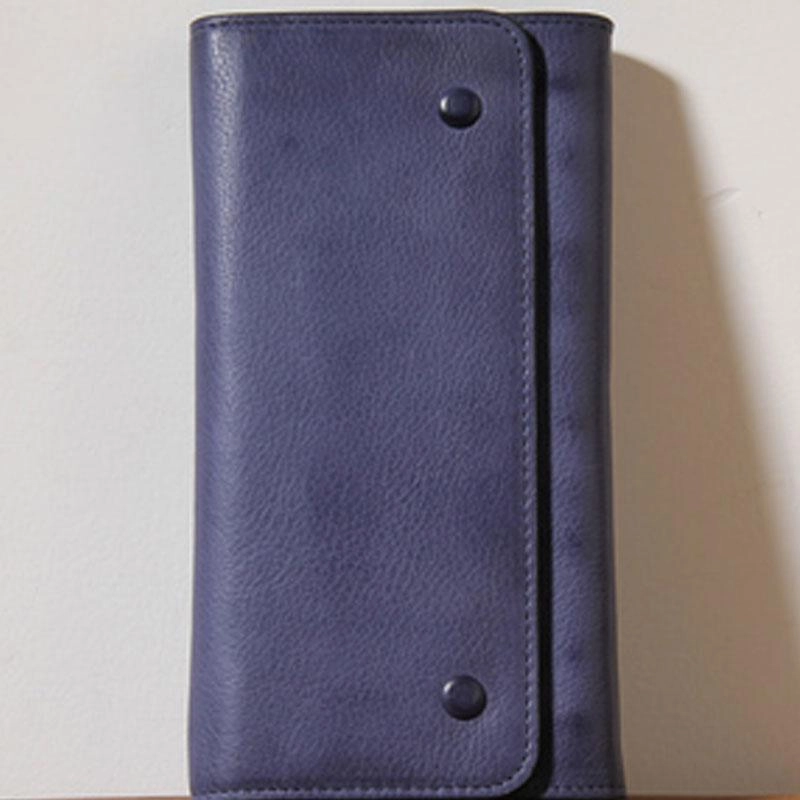 Handmade Genuine Leather Mens Cool Long Leather Wallet Phone Wallet Clutch Wallet for Men