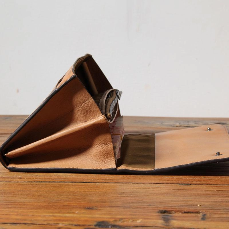 Handmade Genuine Leather Mens Cool Long Leather Wallet Phone Wallet Clutch Wallet for Men