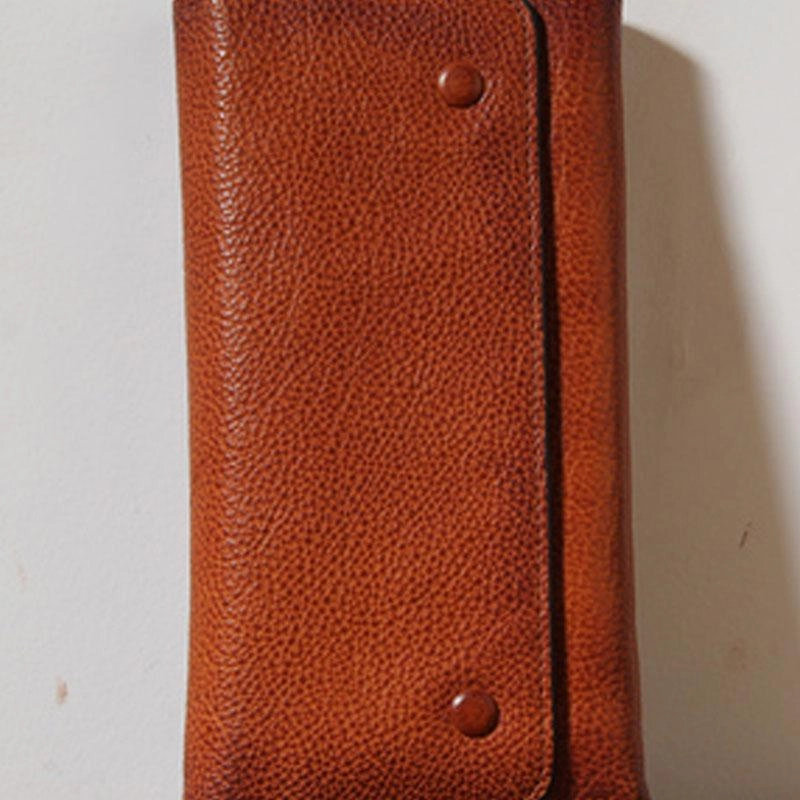 Handmade Genuine Leather Mens Cool Long Leather Wallet Phone Wallet Clutch Wallet for Men