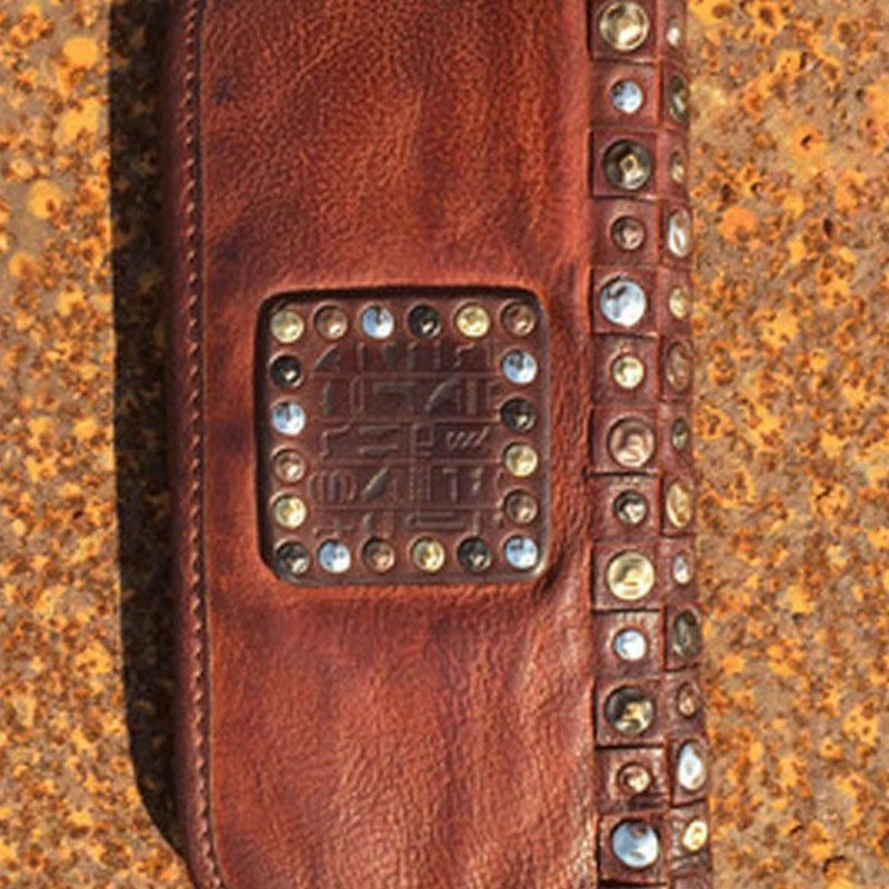 Handmade Genuine Rock Punk Leather Mens Cool Long Wallet Wristlet Bifold Clutch Wallet for Men