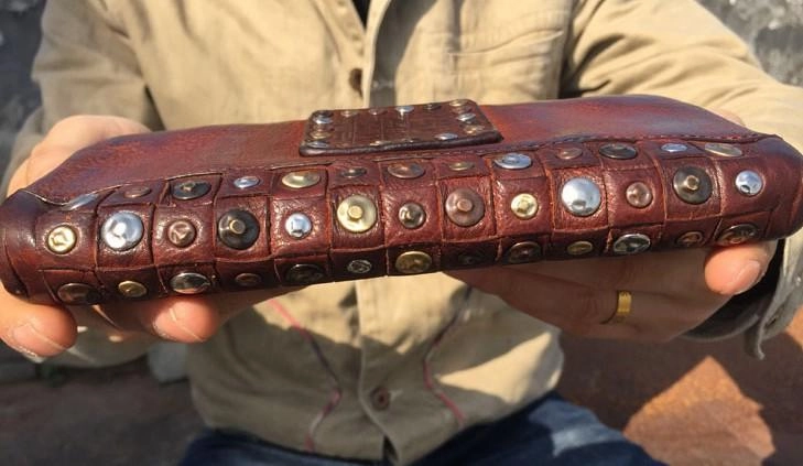Handmade Genuine Rock Punk Leather Mens Cool Long Wallet Wristlet Bifold Clutch Wallet for Men