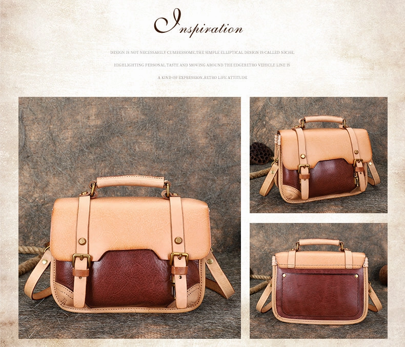 Handmade Green Leather Womens Satchel Shoulder Bag Small School Handbag Crossbody Purses for Ladies