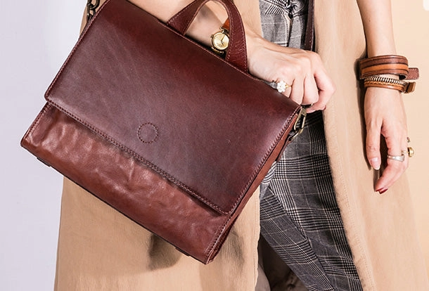 Handmade Handbag Briefcase Purse Leather Crossbody Bag Purse Shoulder Bag for Women