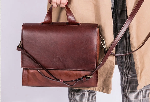 Handmade Handbag Briefcase Purse Leather Crossbody Bag Purse Shoulder Bag for Women