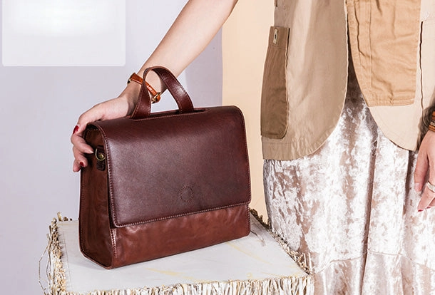 Handmade Handbag Briefcase Purse Leather Crossbody Bag Purse Shoulder Bag for Women