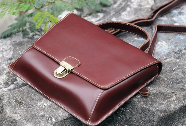Handmade handbag briefcase satchel purse leather crossbody bag shoulder bag women