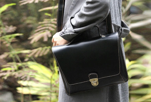 Handmade handbag briefcase satchel purse leather crossbody bag shoulder bag women