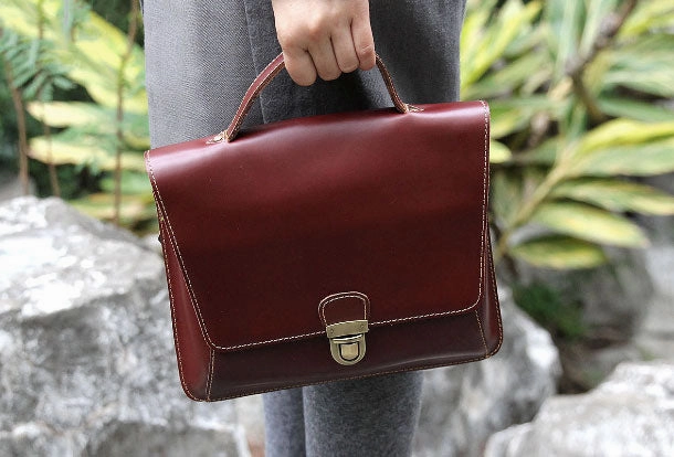 Handmade handbag briefcase satchel purse leather crossbody bag shoulder bag women
