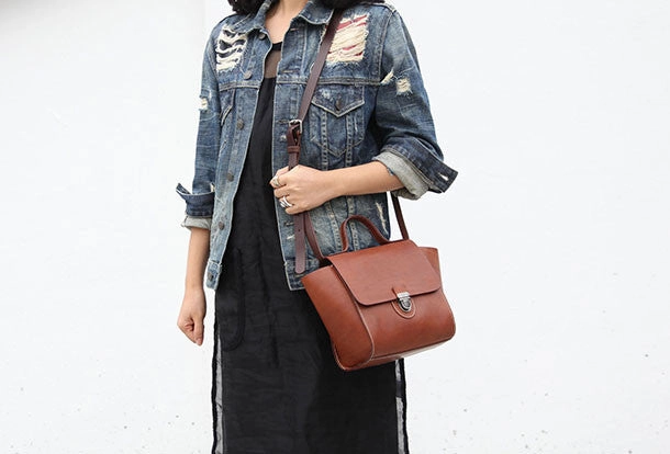 Handmade handbag purse leather crossbody bag purse shoulder bag for women